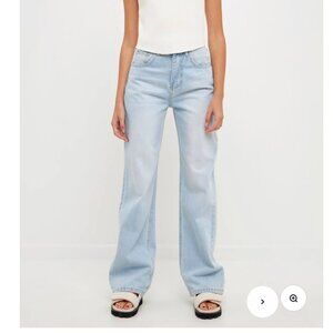Grey Lab Los Angeles High Rise Straight Leg Jeans Size 24 | Light Wash 100% Cott